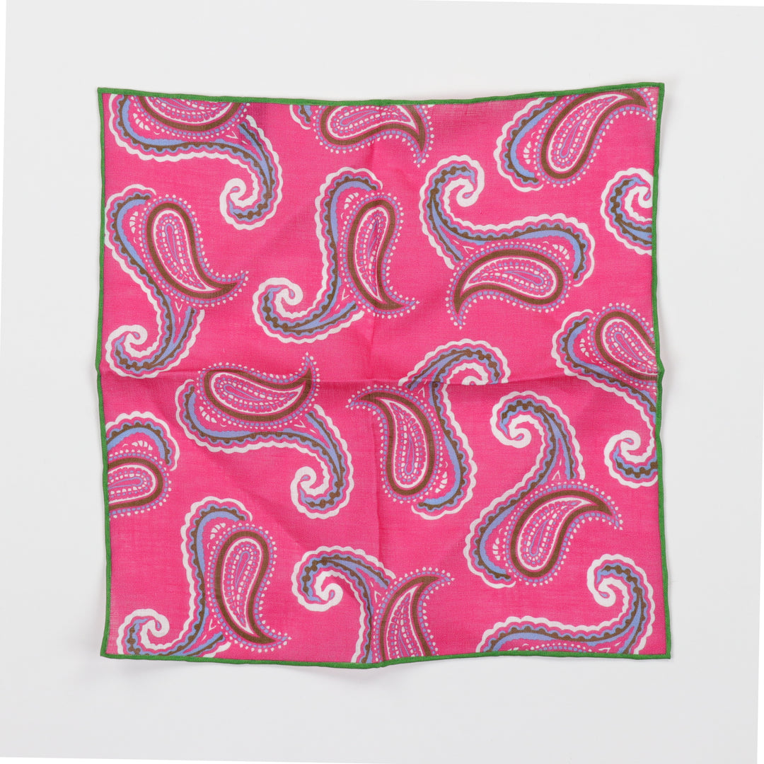 Seaward & Stearn Linen Pocket Square - Pink Paisley