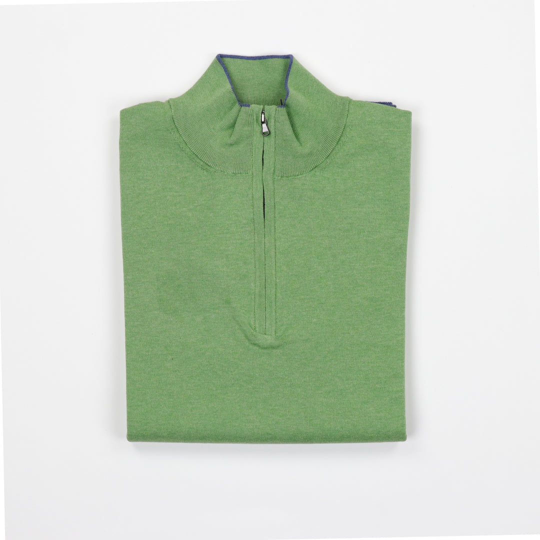 Ultralight Fine Cotton Quarter Zip in Green