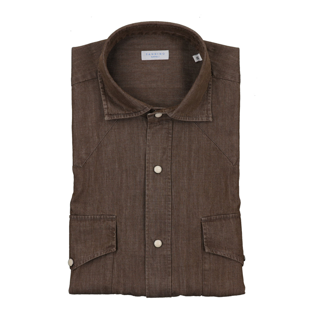 Centauro Denim Western Shirt in Brown
