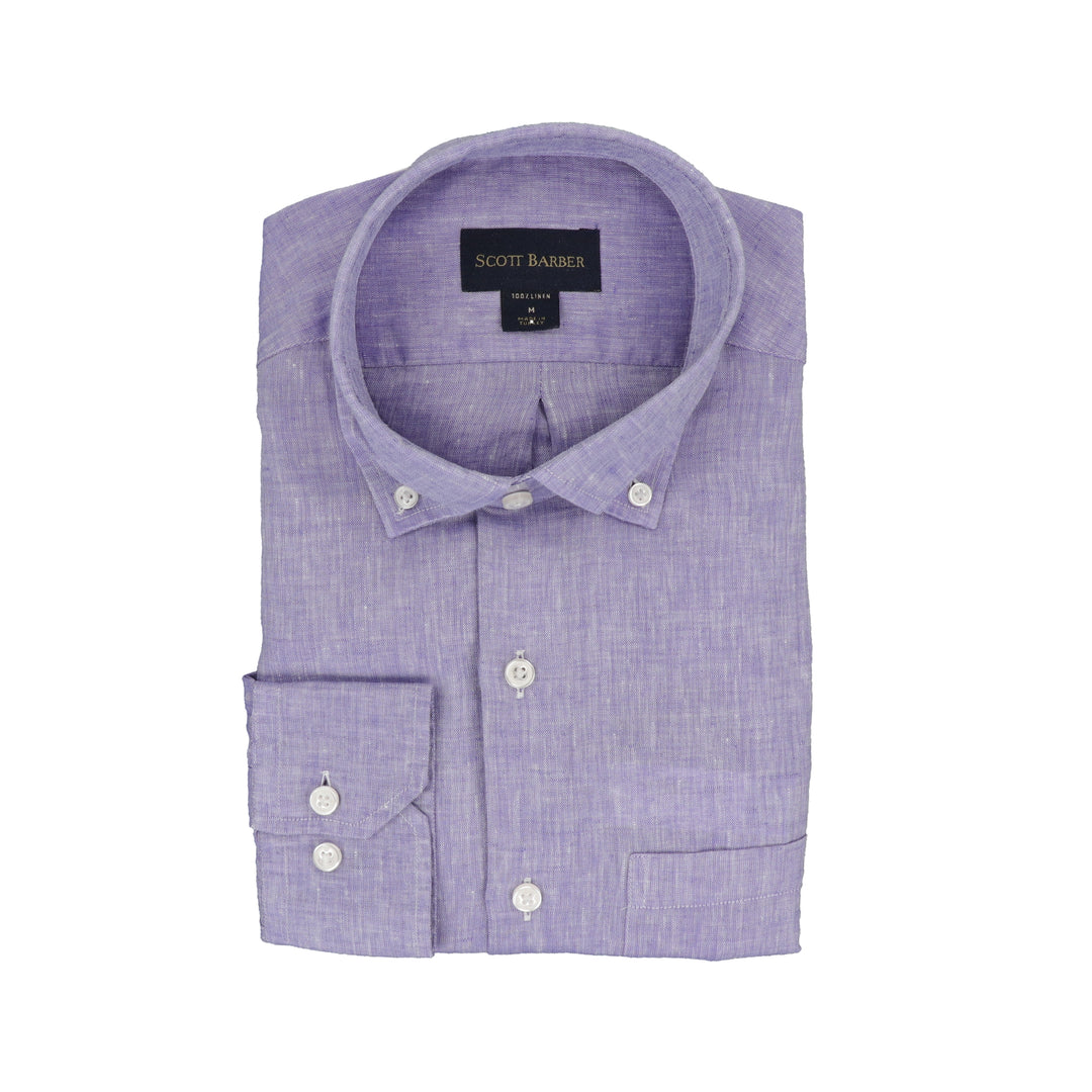 Solid Linen Sport Shirt in Lilac