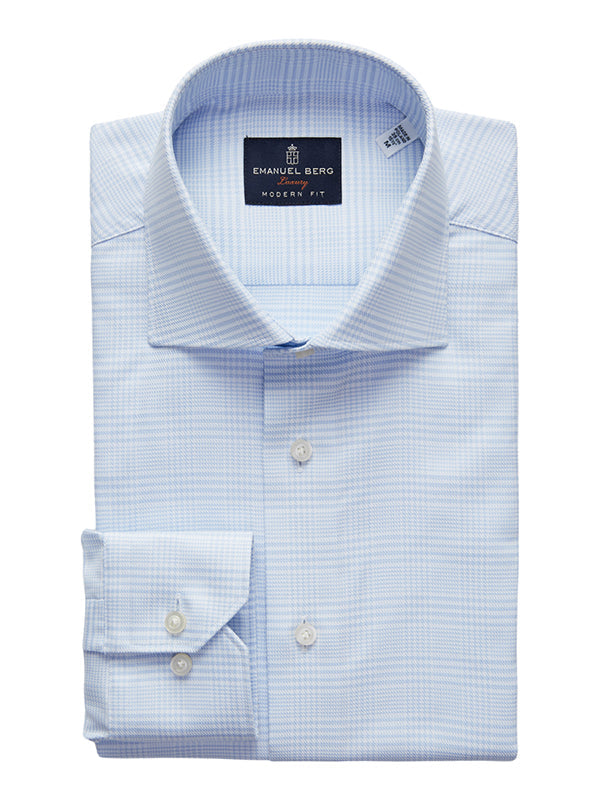 SF19766 Blue Plaid Yoga Cotton Dress Shirt