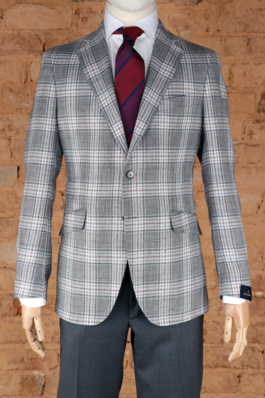 Kenton Unlined Wool, Silk, & Linen Soft Coat in Grey Plaid