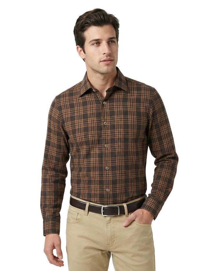 Superfine Twill Plaid Sport Shirt