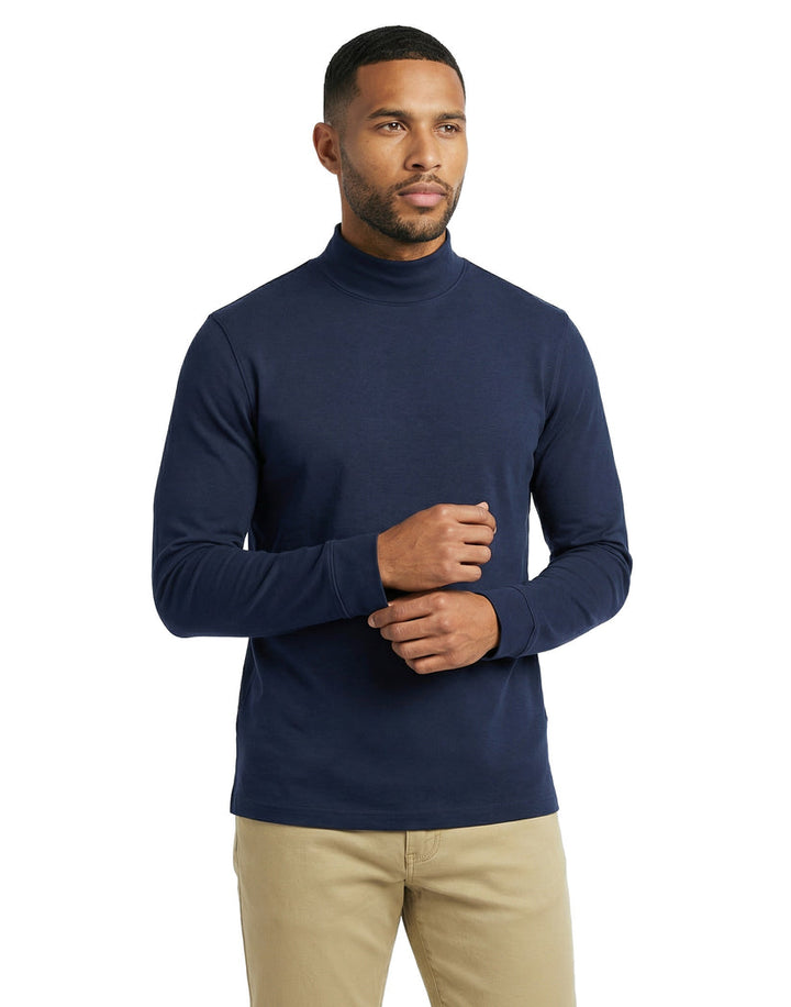 Pima Interlock Mock Turtleneck