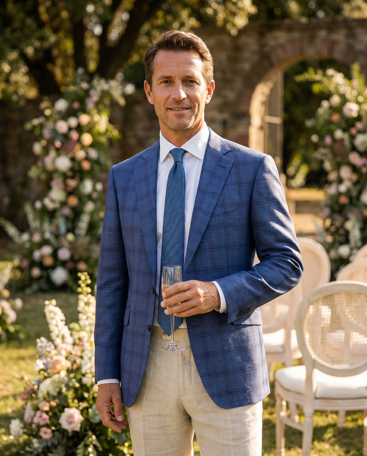 Soho Notch Lapel Sportcoat in Indigo Plaid