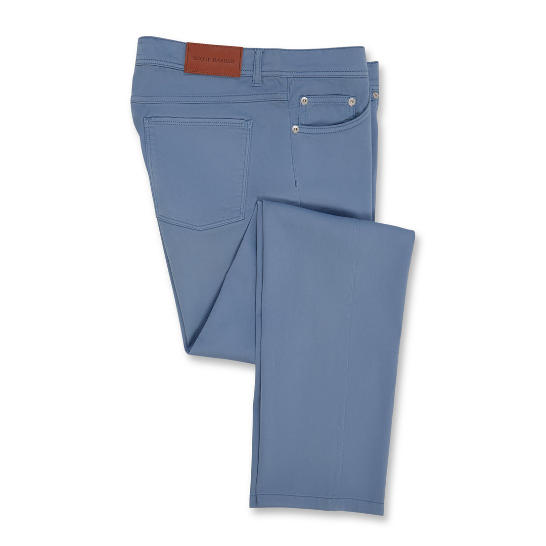 Luxe Sateen Five Pocket Chino in Country Blue