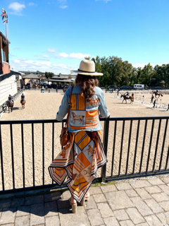 Denim Jacket with Silk Scarf Back Regal Equestrian