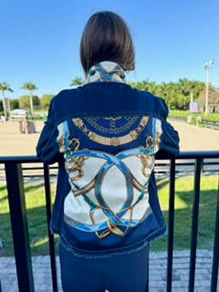 Denim Jacket with Silk Scarf Back Regal Equestrian
