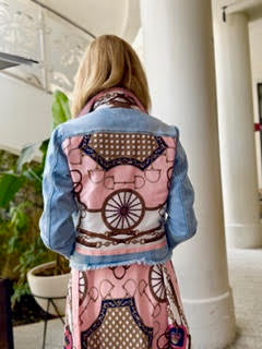 Denim Jacket with Silk Scarf Back Regal Equestrian