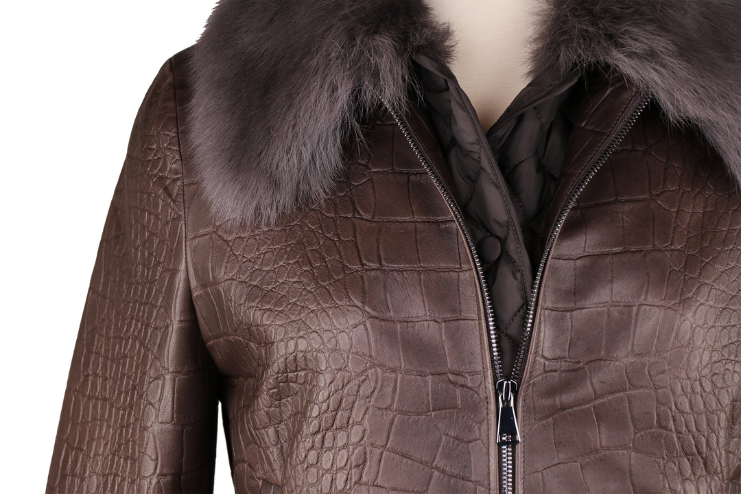 The Courmayeur Stamped Crocodile Leather Jacket