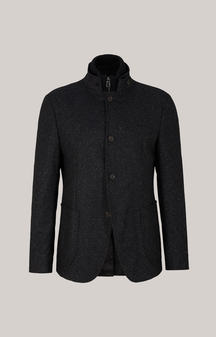 Hectar Wool & Silk Marled Field Coat in Black