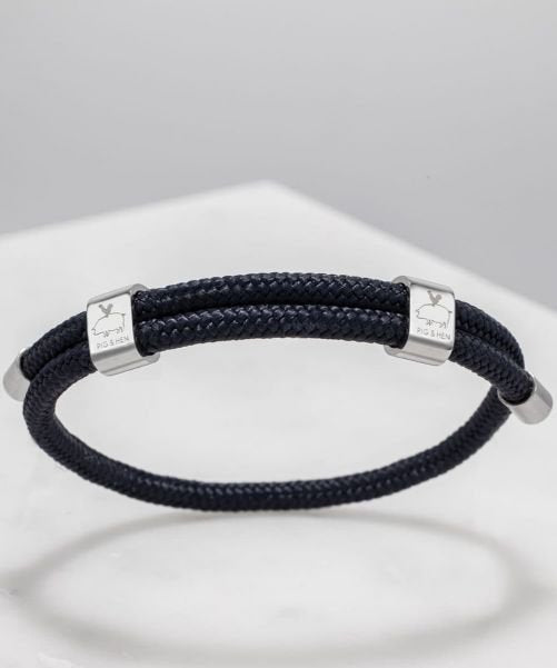 Little Lewis DBL Rope Bracelet in Navy/Silver