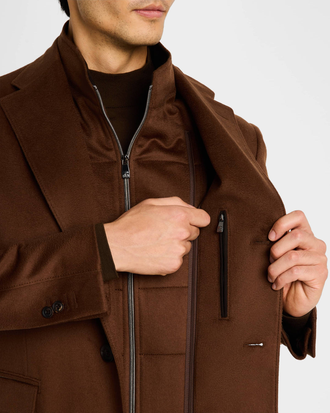ID Wool Topcoat with Detachable Bib