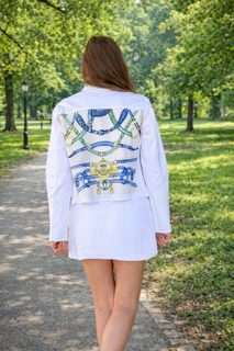 Denim Jacket with Silk Scarf Back Regal Equestrian