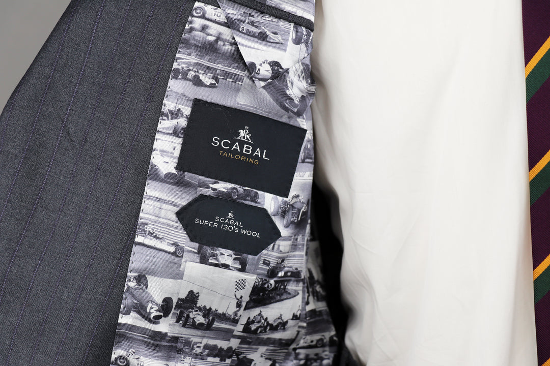 Soho Suit in Grey Pinstripe