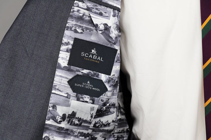 Soho Suit in Grey Pinstripe