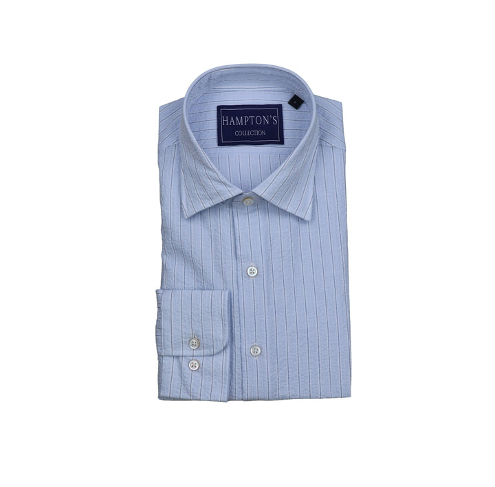Hampton's Sport Shirt - Light Blue Seersucker Stripe