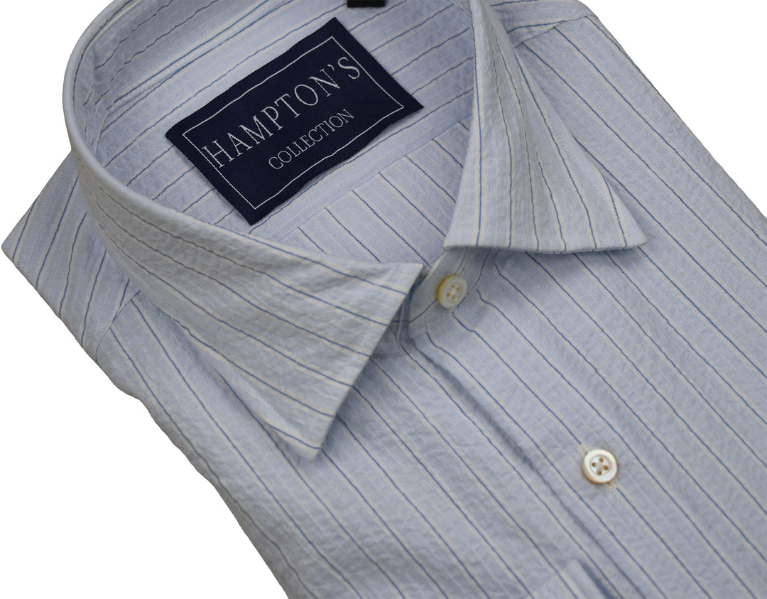 Hampton's Sport Shirt - Light Blue Seersucker Stripe