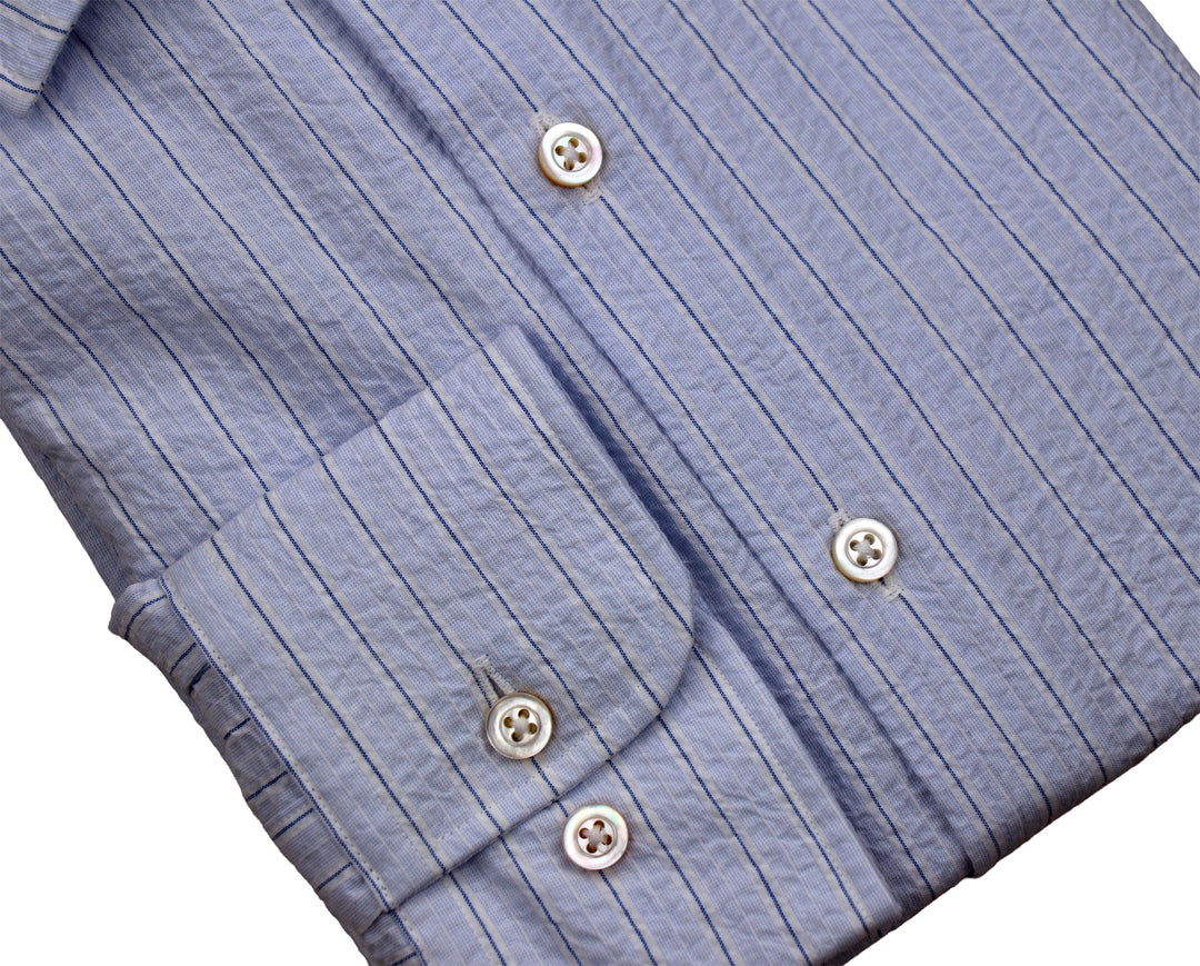 Hampton's Sport Shirt - Light Blue Seersucker Stripe
