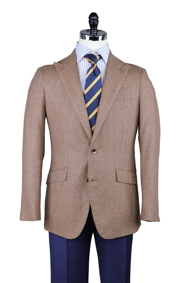 Hampton's Hand Tailored Sportcoat - Tan Herringbone