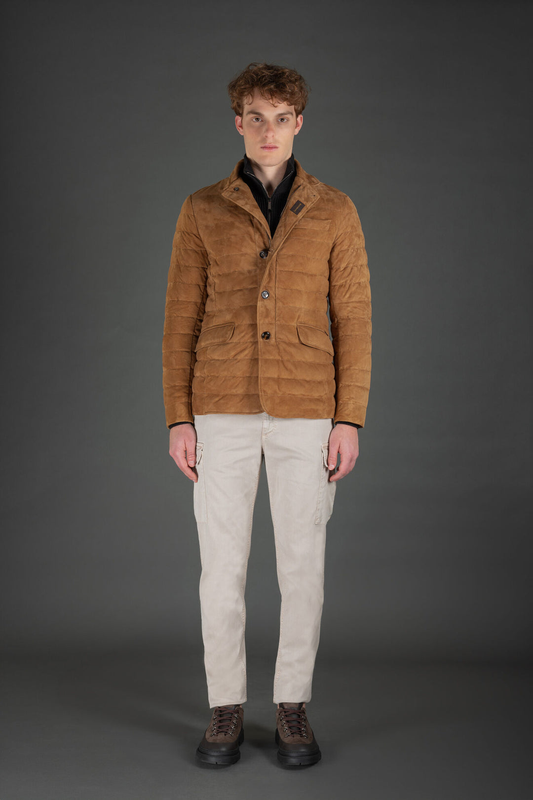Zavyer Quilted Coat in Alcantara Suede