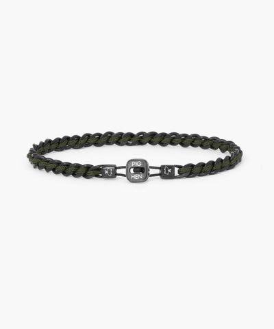 Catena Curb Link/Rope Bracelet in Army/Black