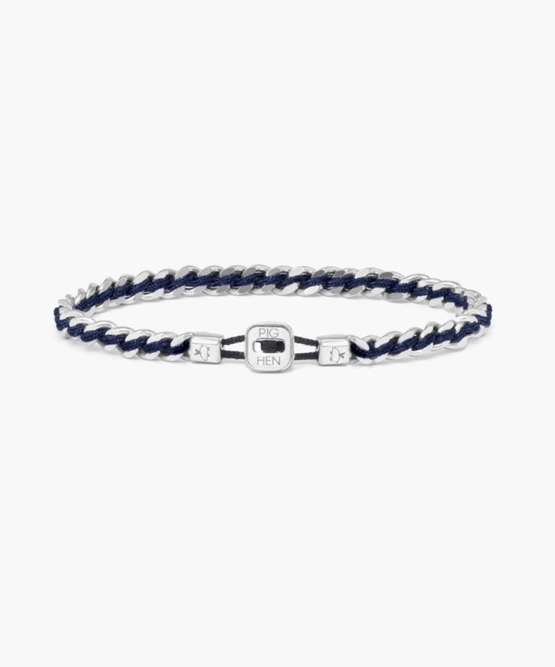 Catena Curb Link/Rope Bracelet in Navy/Silver
