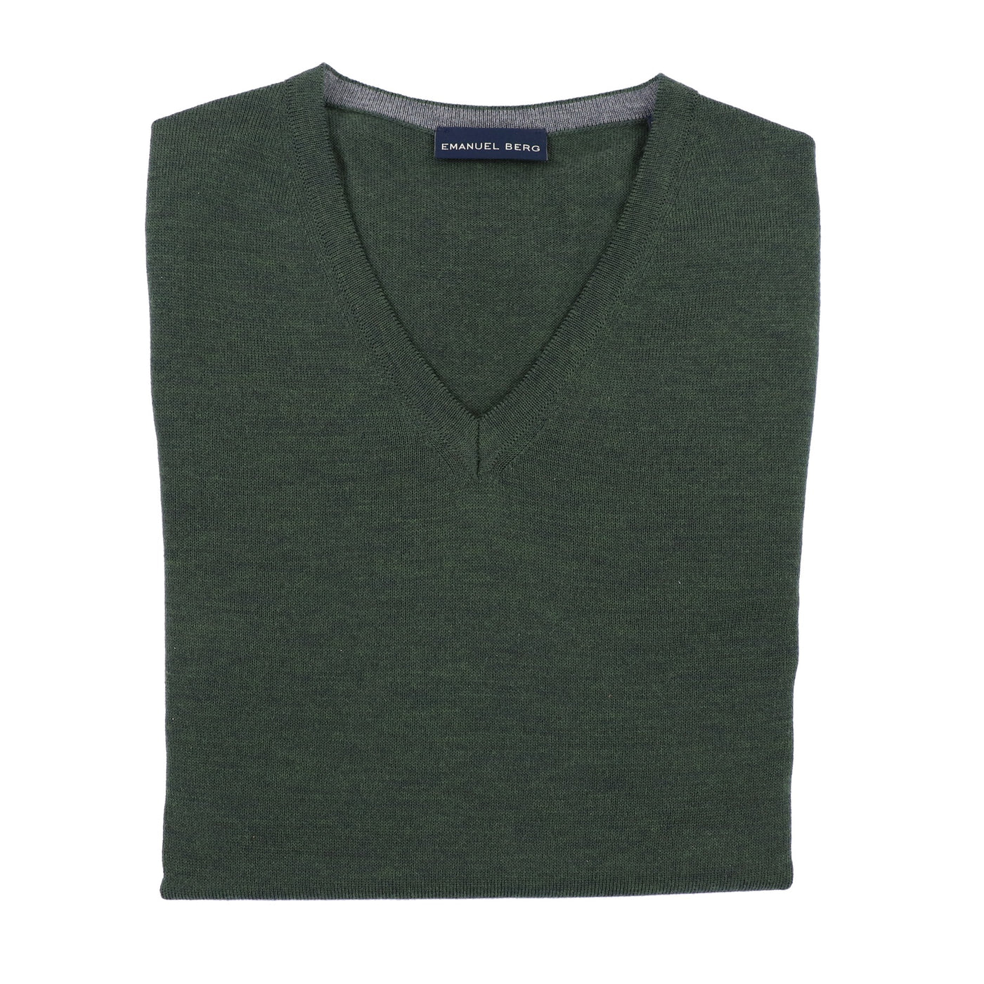WashWool V-Neck Sweater in Dark Green
