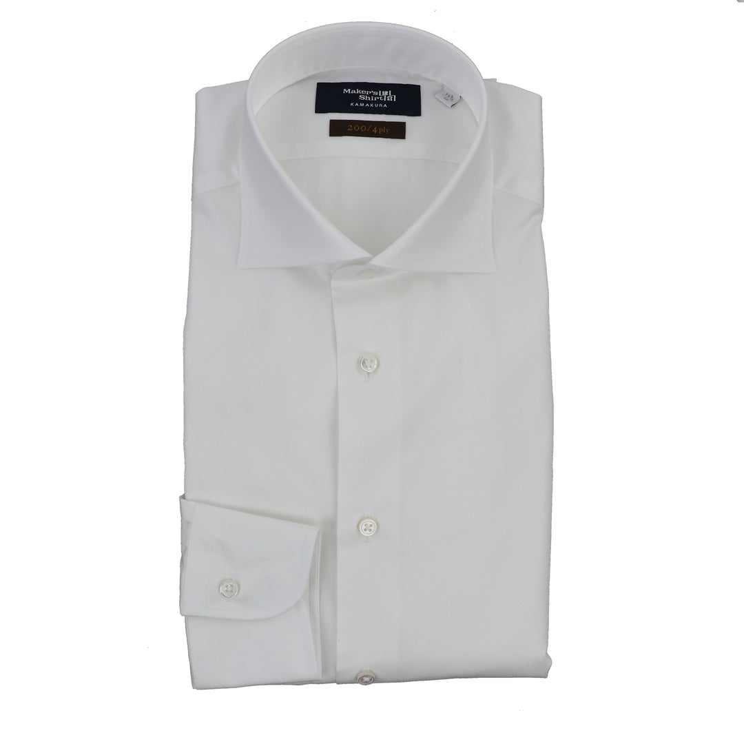 Maker's Luxury Dress Shirt in White 200S Cotton 18 Maker's Luxury Dress Shirt in White 200S Cotton 18