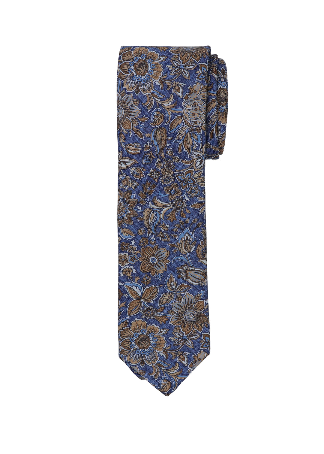 Large Floral Printed Necktie in Blue