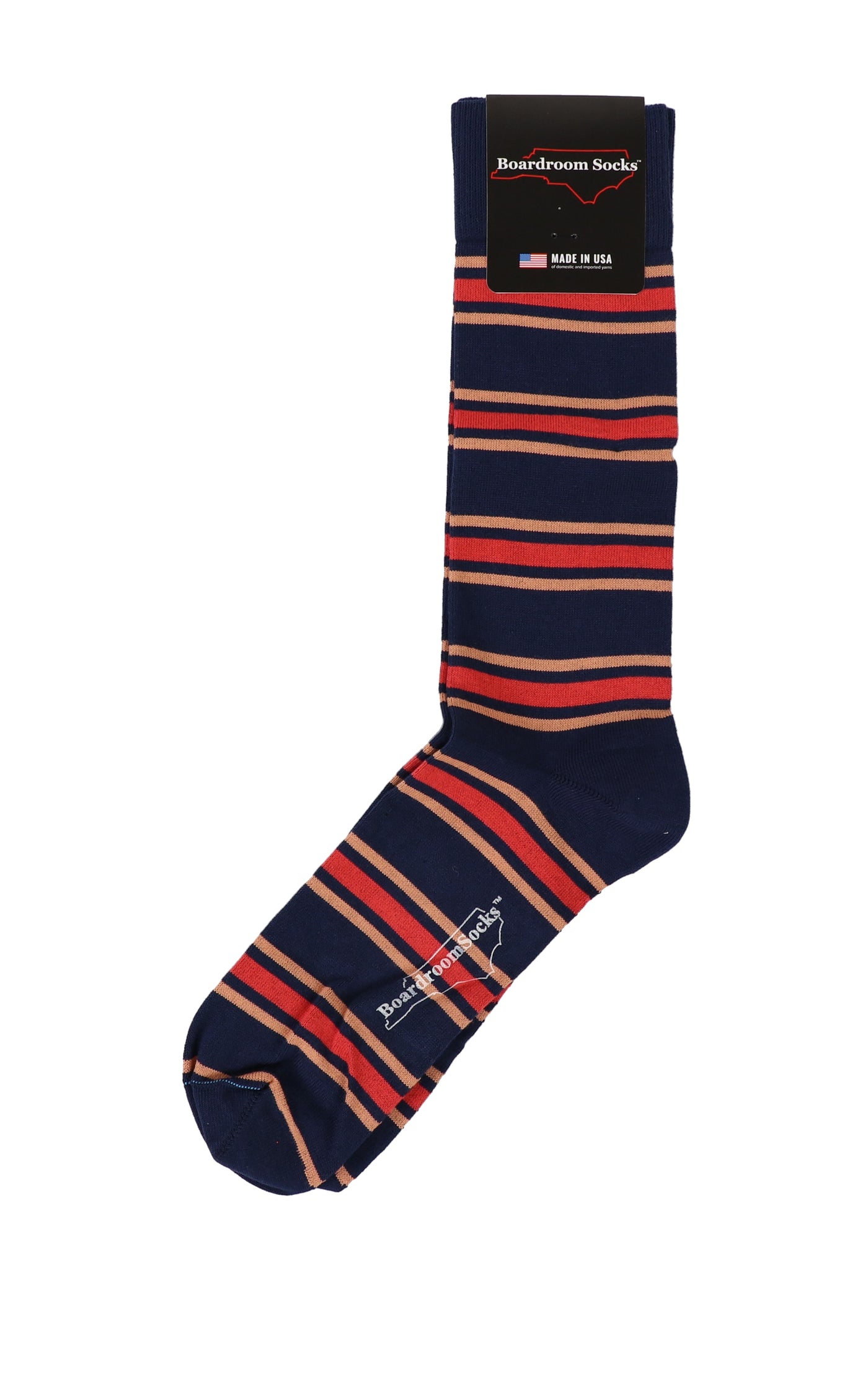 Bright Stripe Mid Calf Socks in Navy