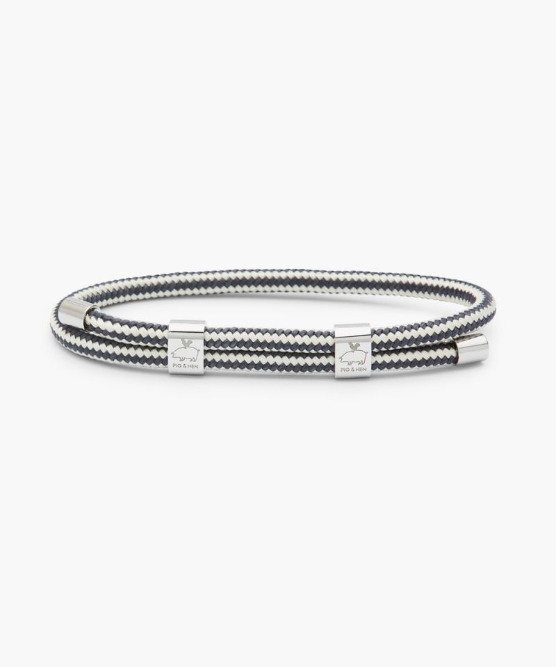 Little Lewis DBL Rope Bracelet in Off White/Slate Grey