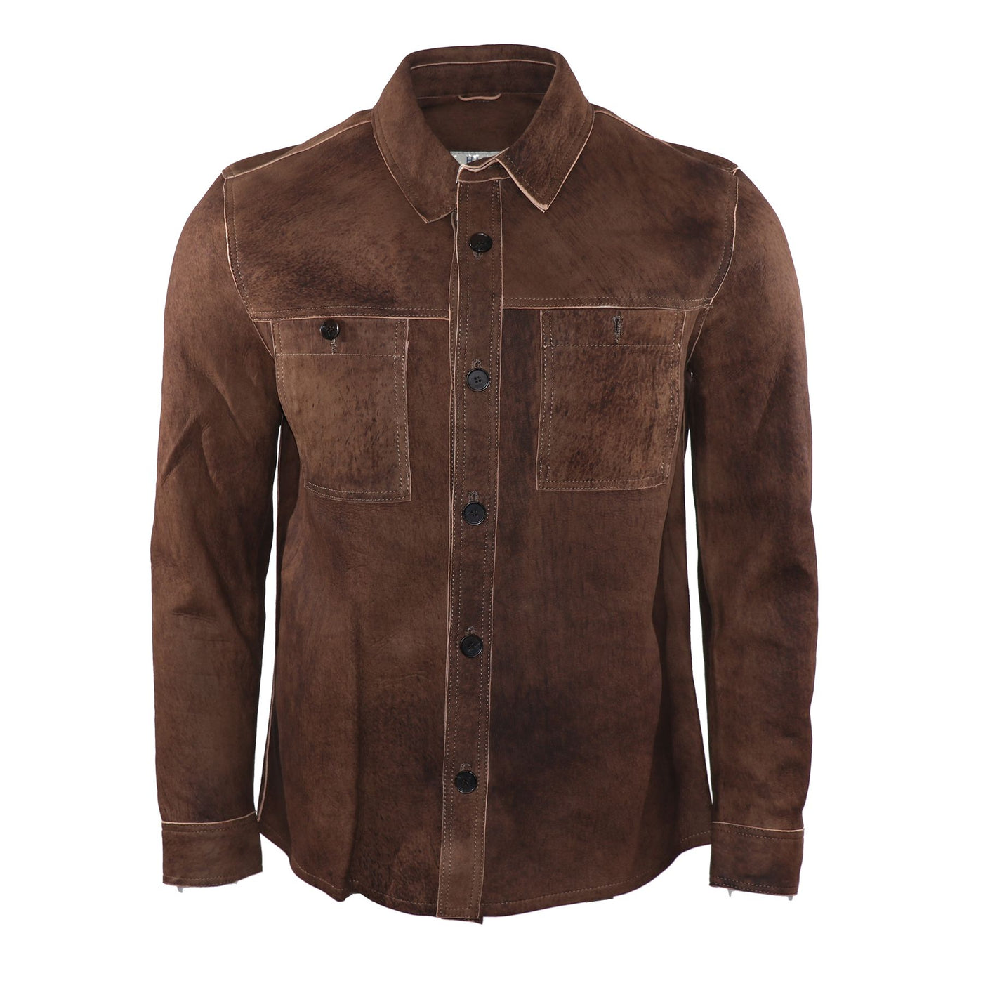 Antiqued Leather Shirt Jacket