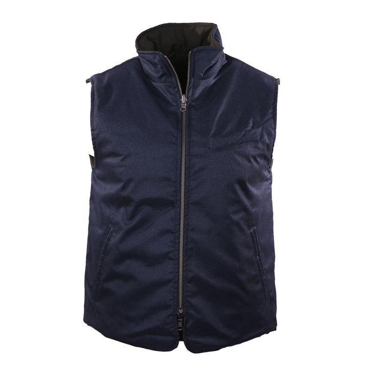 Flannel & Microfiber Reversible Vest in Olive/Navy