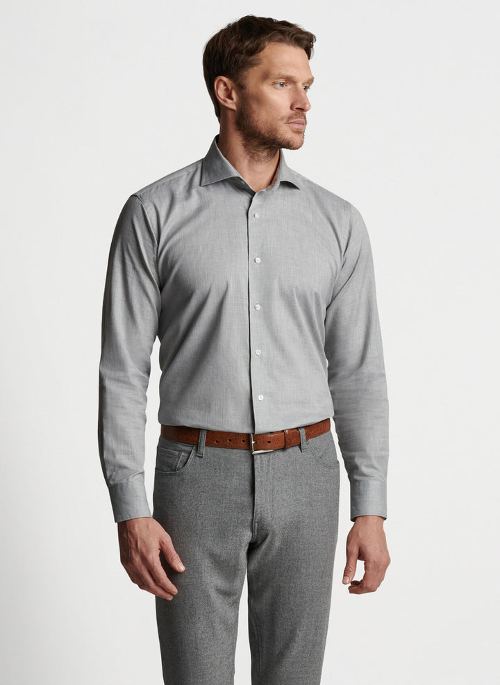Parker Winter Soft Twill Sport Shirt in Pearl Grey