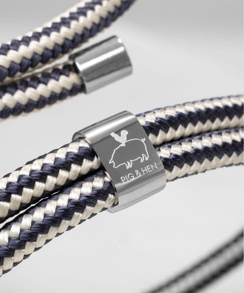 Little Lewis DBL Rope Bracelet in Off White/Slate Grey