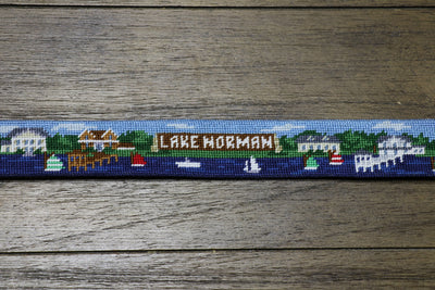 Lake Norman Scene Needlepoint Belt
