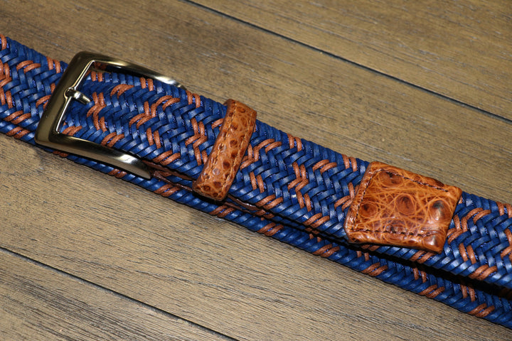 Two-Tone Leather Stretch Belt